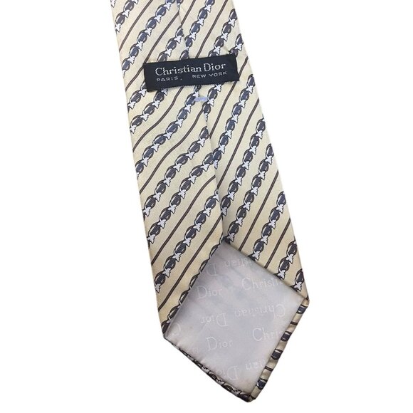 Christian Dior Yellow Silk Patterned Tie - Picture 4 of 6